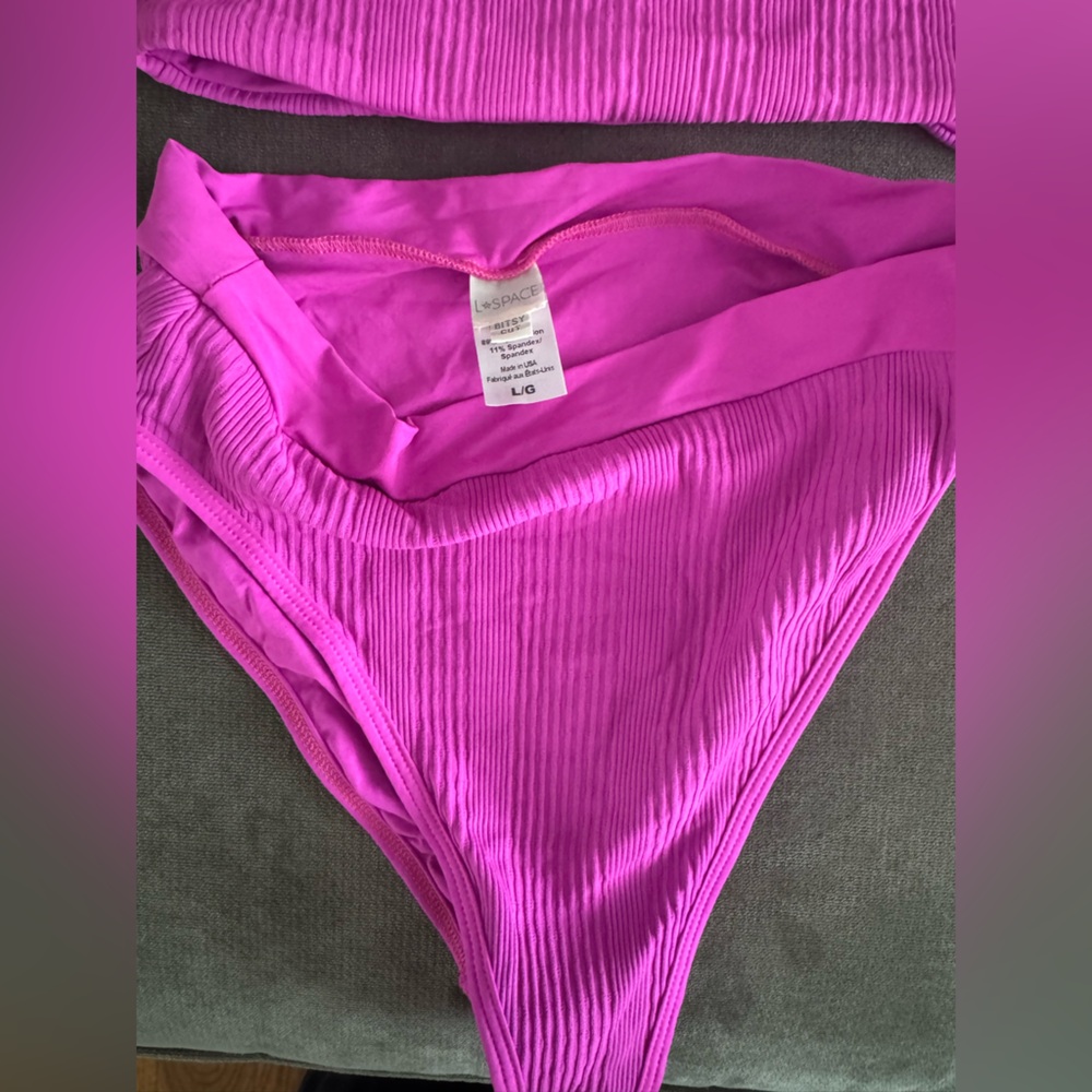 L*Space Pink Ribbed Bikini Set - Picture 7 of 8